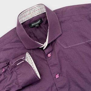 Bogosse Dress Shirt Mens 3XL 18 ½ Aramis Blank Stitch Purple Cutaway French Cuff
